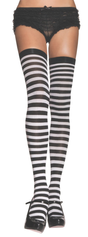 Vertical Striped Opaque Thigh Highs