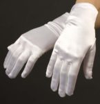 Short Satin Gloves: White