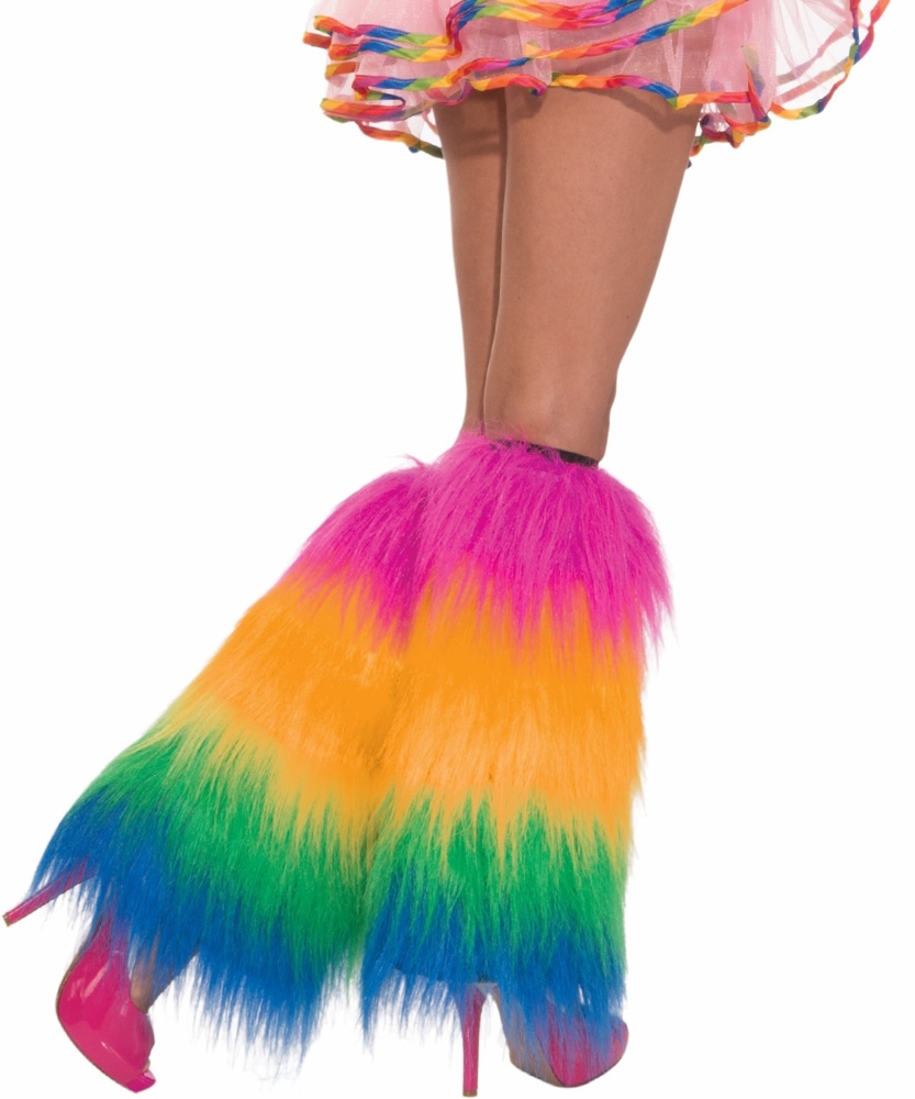 Furry Leg Warmers Rainbow - Candy's Costume Shop