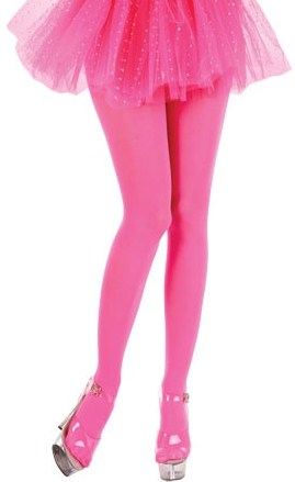 ADULTS PINK NEON FOOTLESS TIGHTS 80S PARTY RAVE WEAR IT PINK LADIES FANCY  DRESS