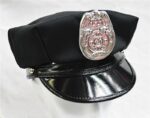 Police Hat with Badge Black