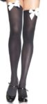 Thigh High Black with White Bow