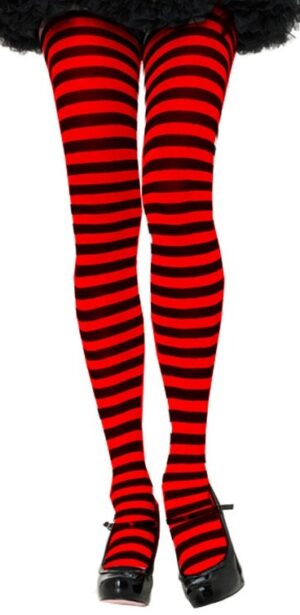 Tights Striped Striped Black and Red