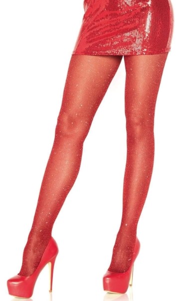 Tights Lurex Red Sparkle - Candy's Costume Shop