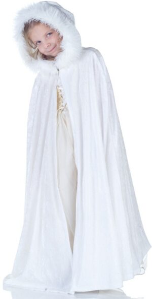 Child Cape White with Fur Trim