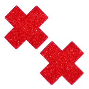 Glitter Red X Nipple Pasties.