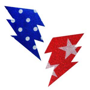 Glitter Red and Blue Lightning Nipple Pasties.